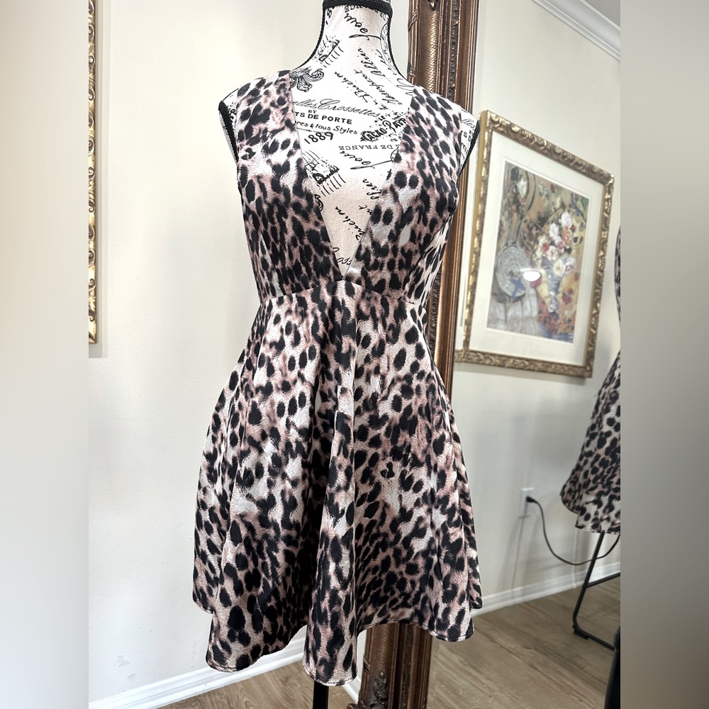 Revolve NBD X Naven twins Aminal print deep v  short dress